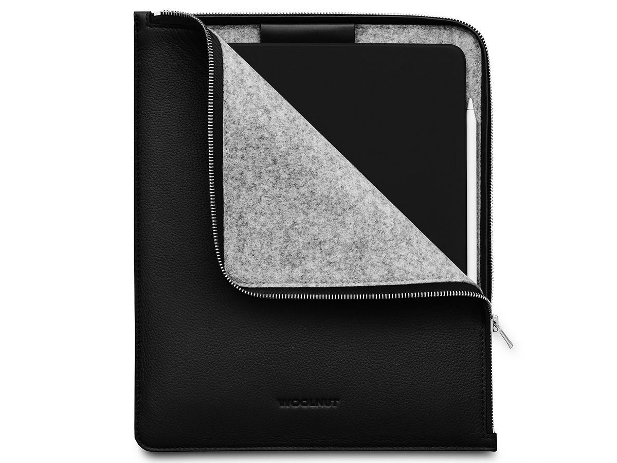 Woolnut Leather Folio Zwart - iPad Pro 12.9 Sleeve