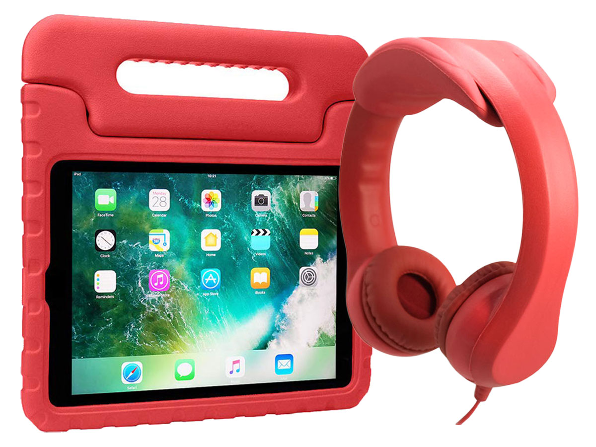 iPad Kinder Pakket: Kids Case en Kinder Koptelefoon (Rood)