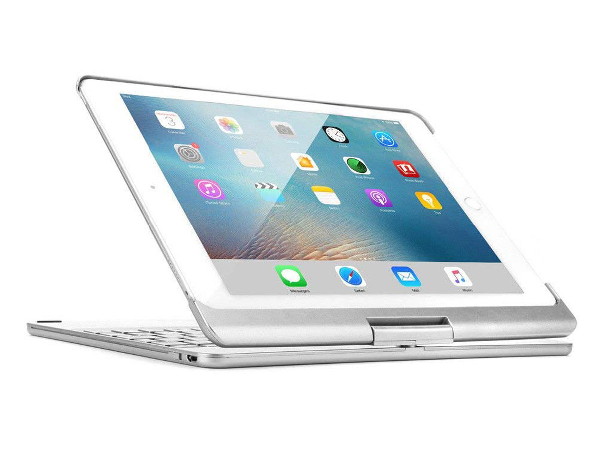Bluetooth Toetsenbord Case 360 Zilver - iPad 9,7