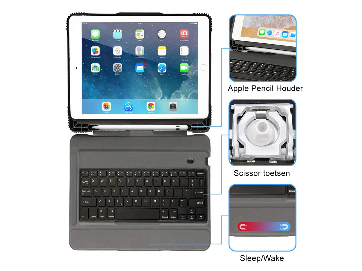 Rugged Keyboard Case iPad 2018/2017 Toetsenbord Hoesje 