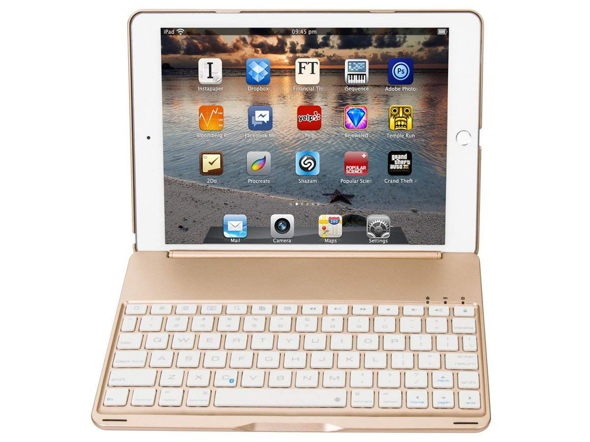 T Roman Reizende handelaar iPad Air 2 Pro 9.7 Toetsenbord Hoes Keyboard Case Goud