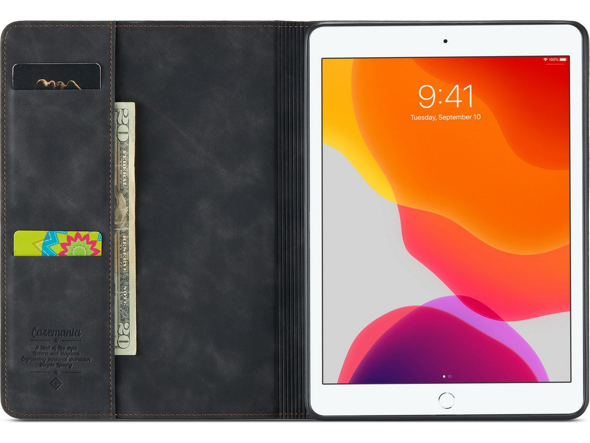 CaseMania Slim Stand Folio Case Zwart - iPad Air 2 hoesje