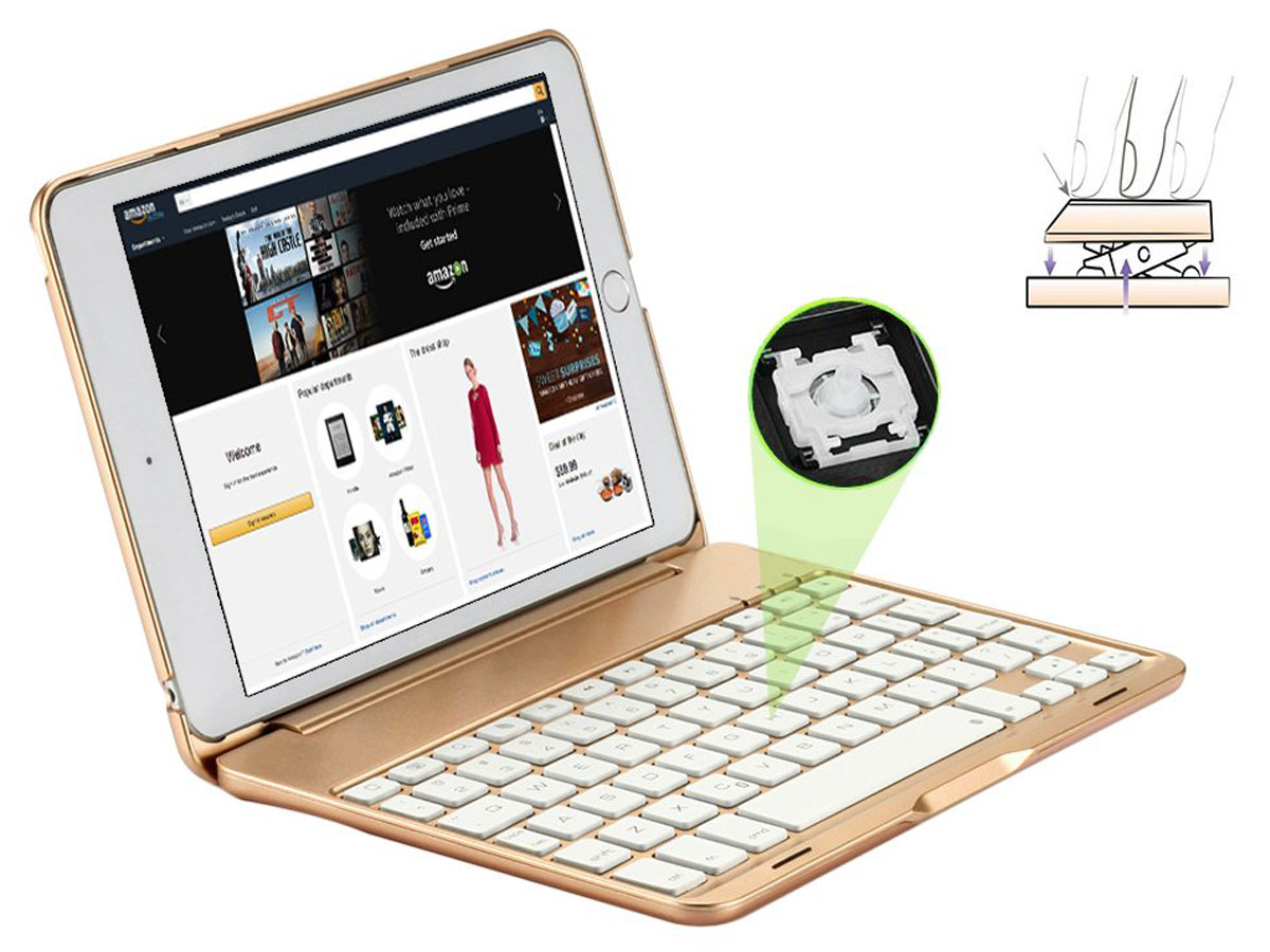 Bluetooth Toetsenbord Case Goud - iPad Mini 5 Toetsenbord Hoesje