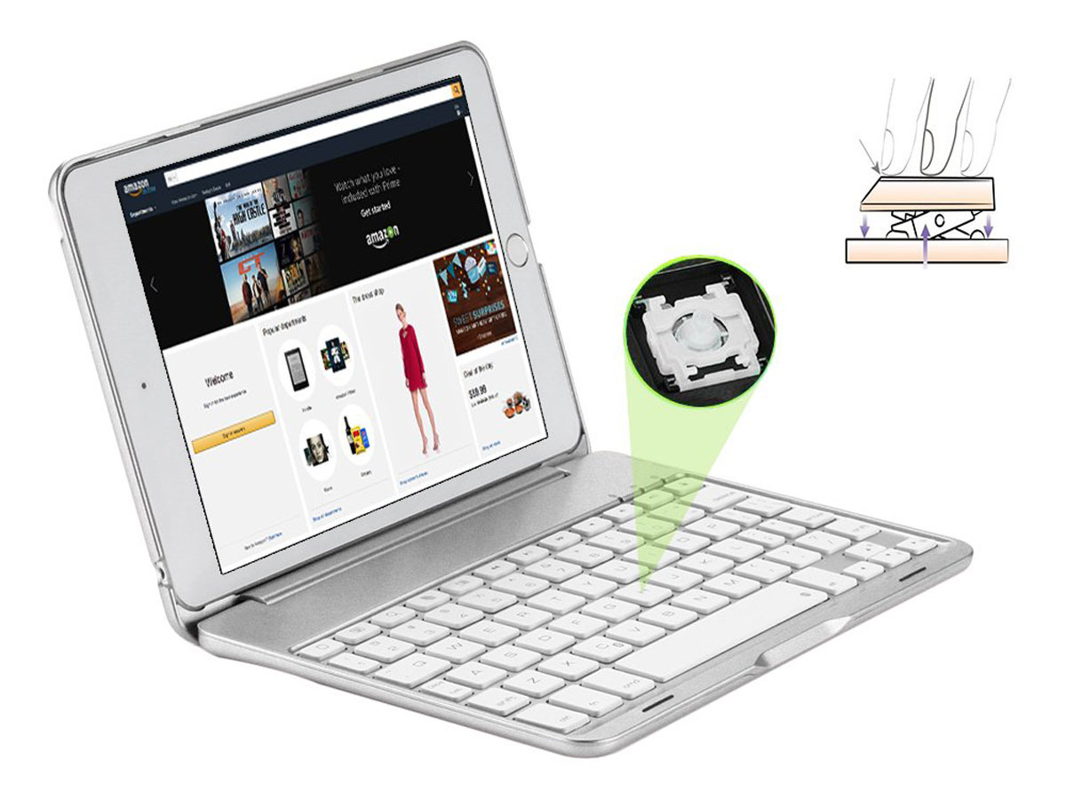 Bluetooth Toetsenbord Case Zilver - iPad Mini 4 Toetsenbord Hoesje