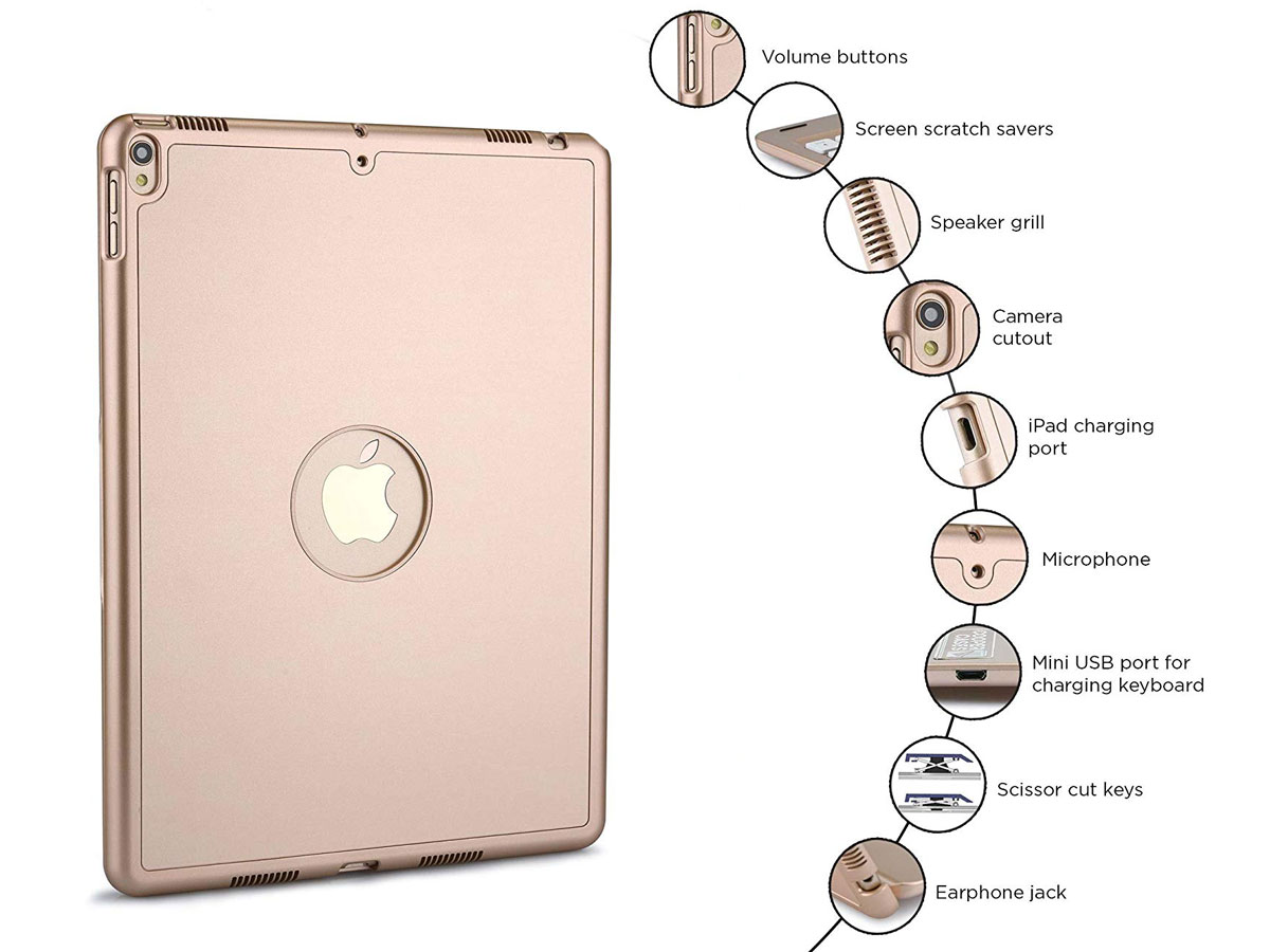 Bluetooth Toetsenbord Case Goud - iPad Pro 10.5 Hoesje