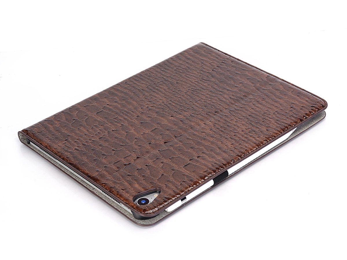 Croco Stand Folio Case Bruin - iPad Pro 11 2018 hoesje