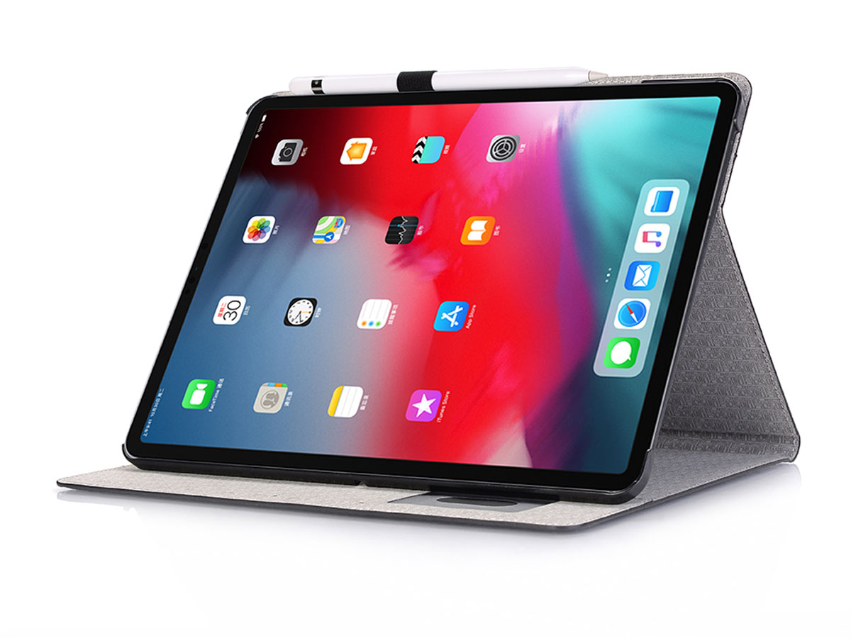 Croco Stand Folio Case Zwart - iPad Pro 12.9 2018 hoesje
