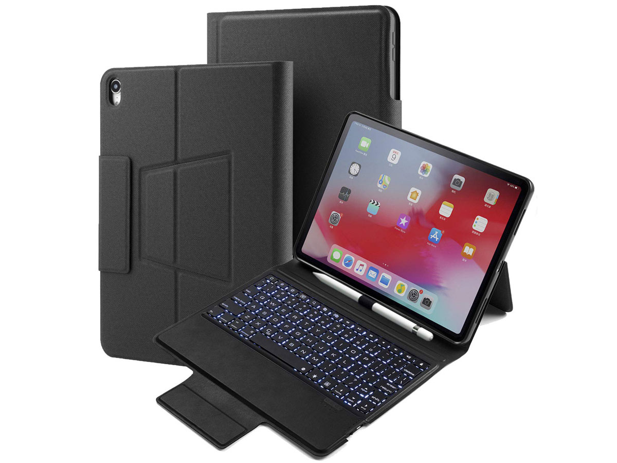 Bluetooth Toetsenbord Folio Zwart - iPad Pro 12.9 (2018) Hoesje