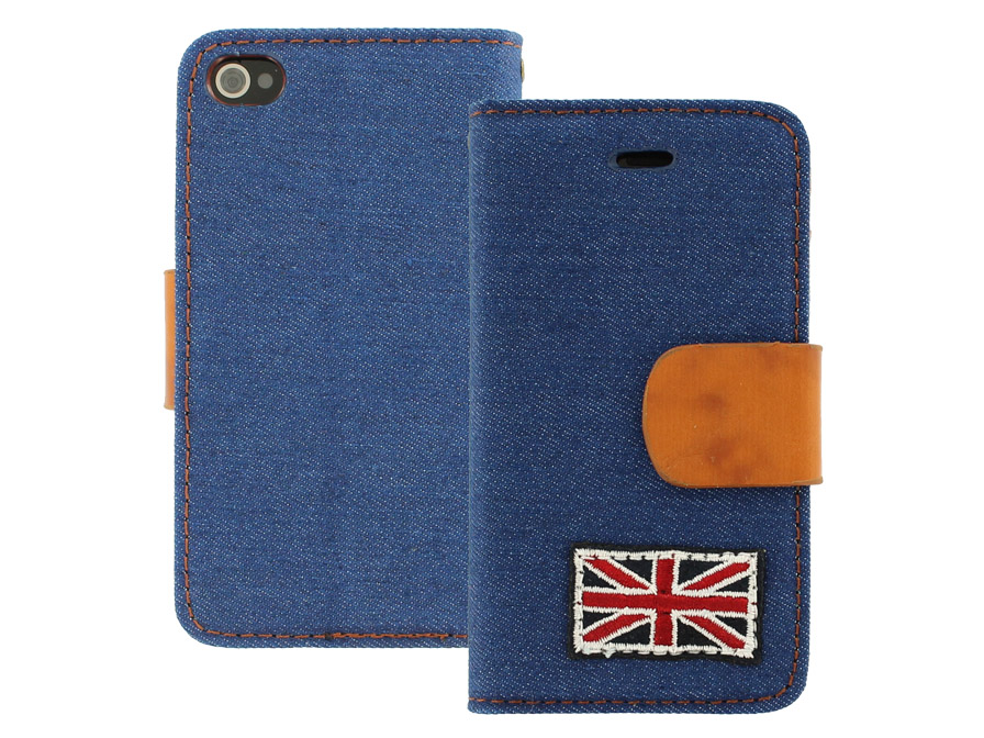 British Denim Style Wallet Case Hoesje voor iPhone 4/4S