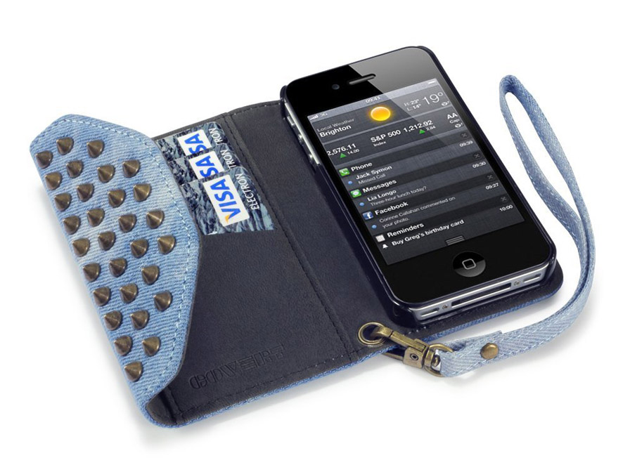 Covert Studded Denim Trifold Wallet Case voor iPhone 4/4S