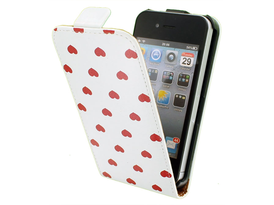 Call Candy Red Hearts Flip Case - Hoesje voor iPhone 4/4S