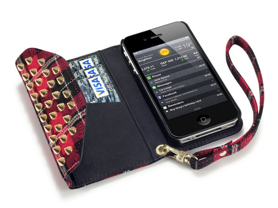 Covert Studded Tartan Wallet Case - Hoesje voor iPhone 4/4S