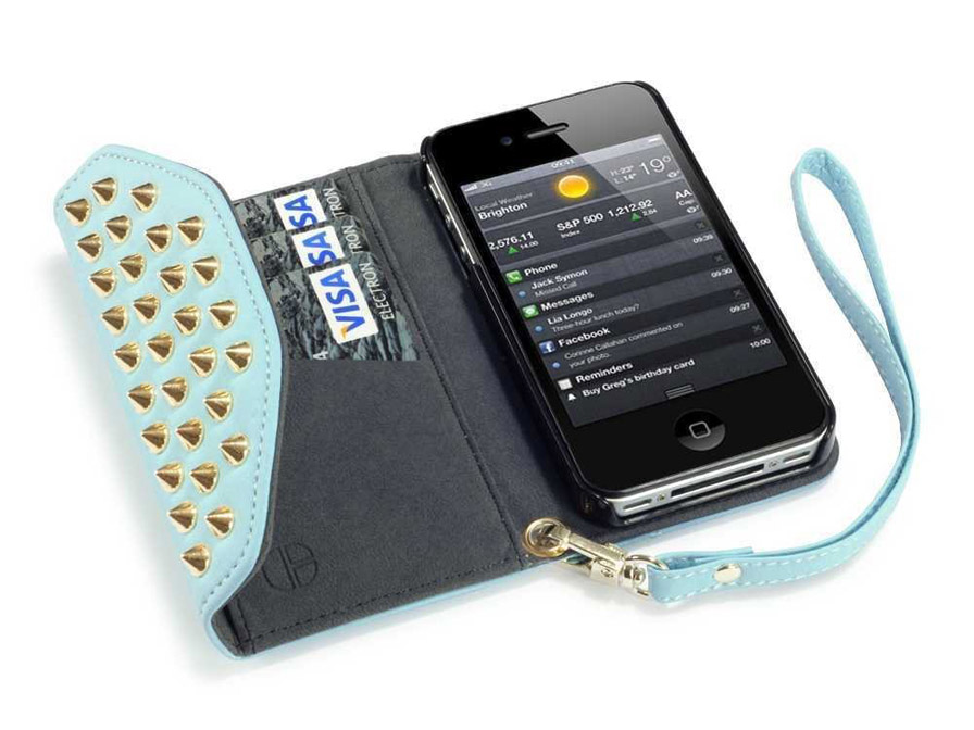 Covert Studded Pastel Trifold Wallet Case Hoesje voor iPhone 4/4S