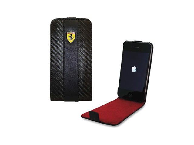 Ferrari Carbon Series Leren Flip Case voor iPhone 4/4S