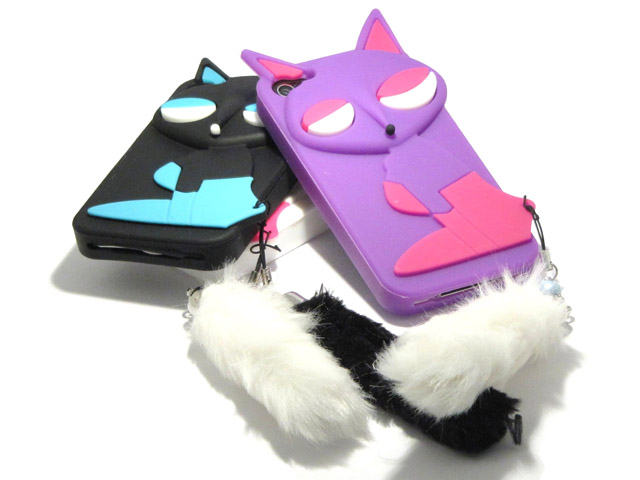 Siamese Kitty Furry Silicone Skin Case voor iPhone 4/4S