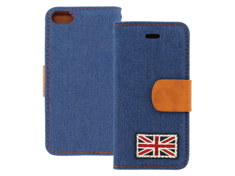 British Denim Style Wallet Case Hoesje voor iPhone 5/5S