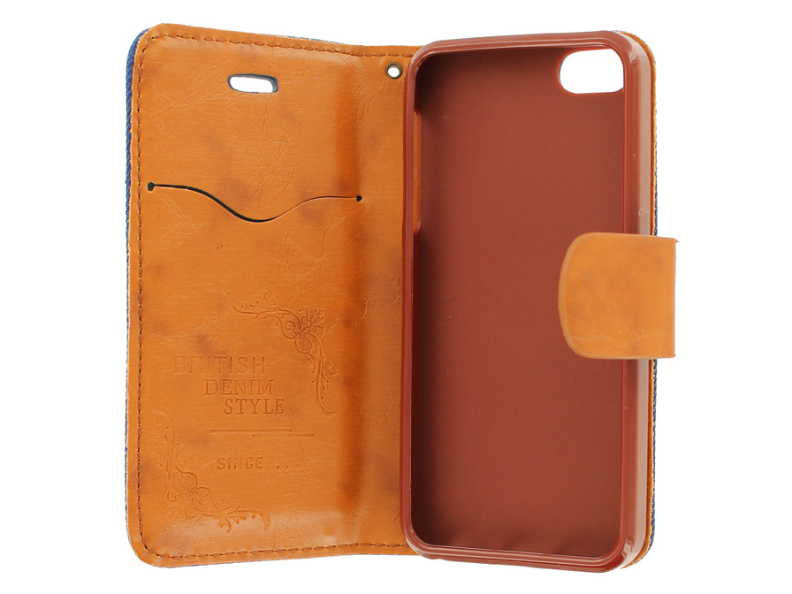 British Denim Style Wallet Case Hoesje voor iPhone 5/5S
