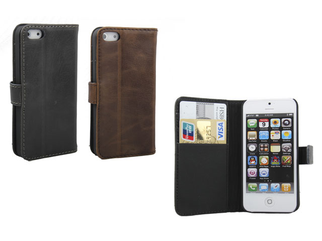 Classic Series Faux Leather Sideflip Case voor iPhone 5/5S