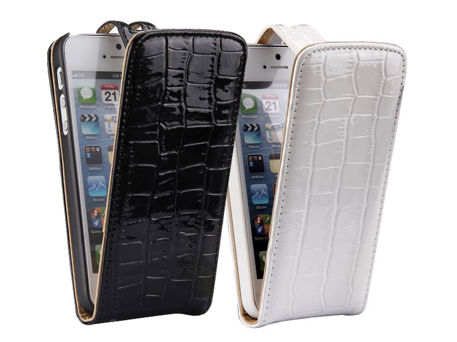 Croco Bottom Flip Case Hoes voor iPhone 5/5S