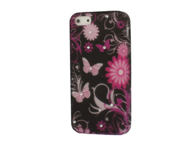 Crystals Pink Butterflies TPU Case voor iPhone 5/5S