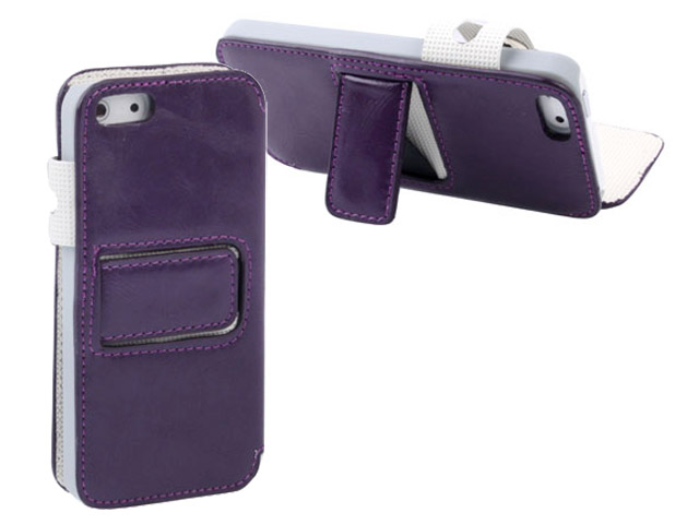 Deep Purple Sideflip Wallet Case Hoesje voor iPhone 5/5S