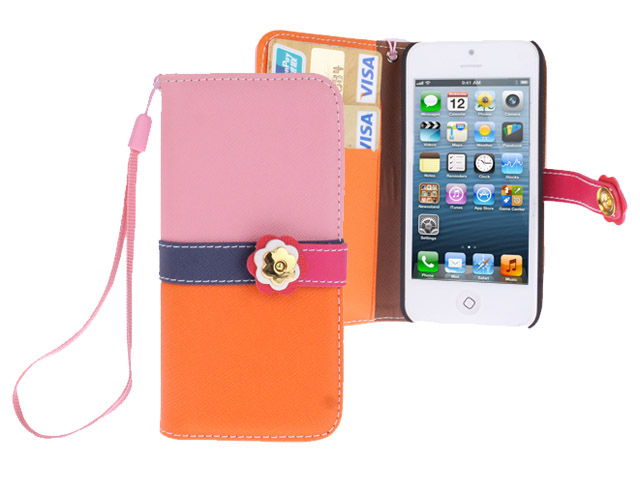 Bedrog vriendelijke groet droom Fashion Flower Wallet Case Hoesje voor iPhone 5/5S