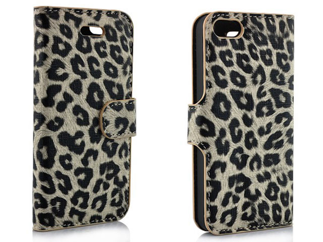 advocaat Langwerpig defect Leopard Sideflip Kunstleren Stand Case Hoesje voor iPhone 5/5S