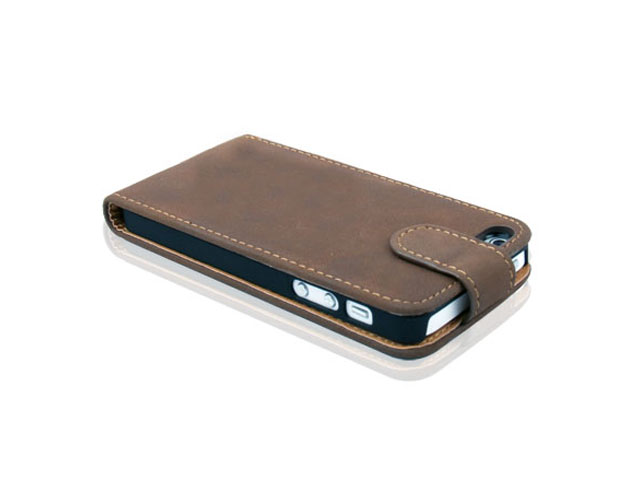 Rough Leather Flip Case voor iPhone 5/5S