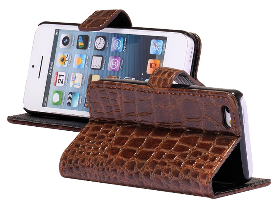 Croco Sideflip Wallet Case Hoesje voor iPhone 5C