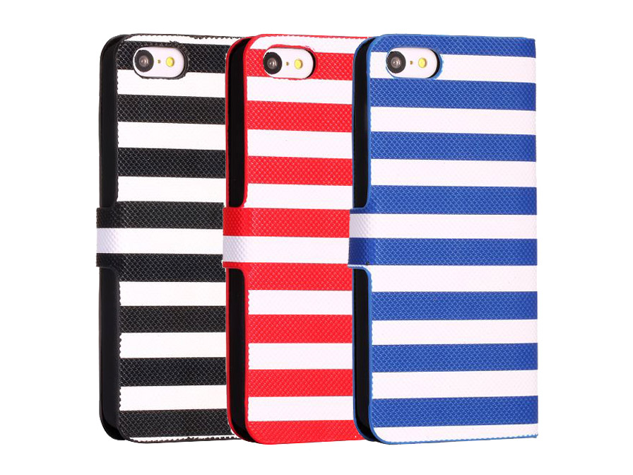 Striped Sideflip Wallet Case Hoesje voor iPhone 5C