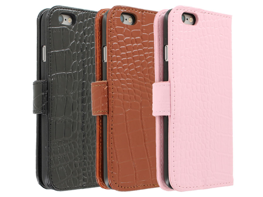 Croco Leather Bookcase - iPhone 6/6s hoesje