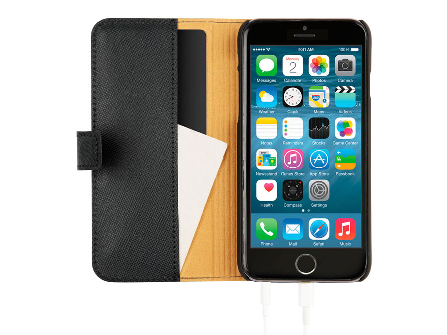 Pipetto Saffiano Wallet Case - Leren Hoesje voor iPhone 6/6S
