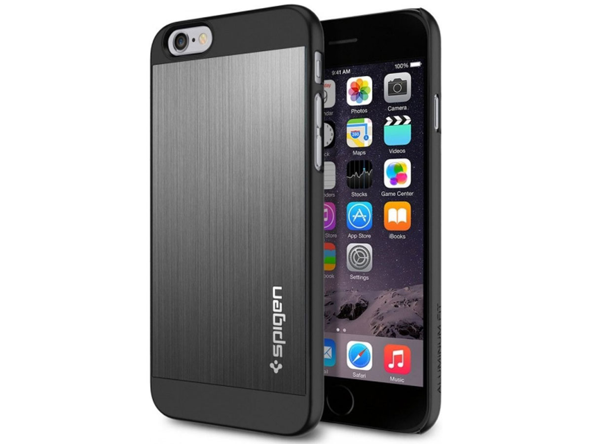 Spigen Aluminium Fit Case Space Grey - iPhone 6/6s hoesje