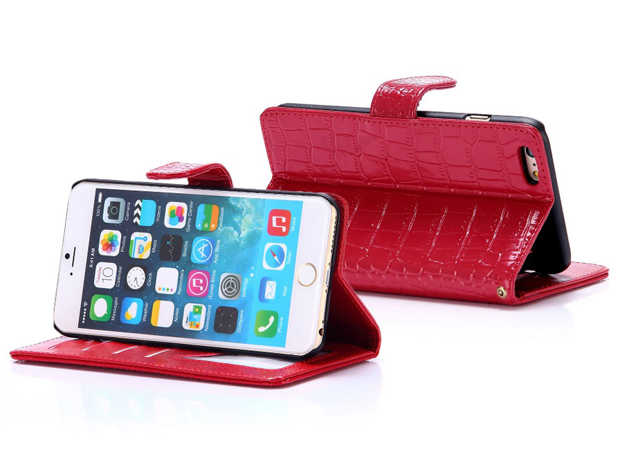 Croco Leather Bookcase - iPhone 6 Plus/6S Plus hoesje