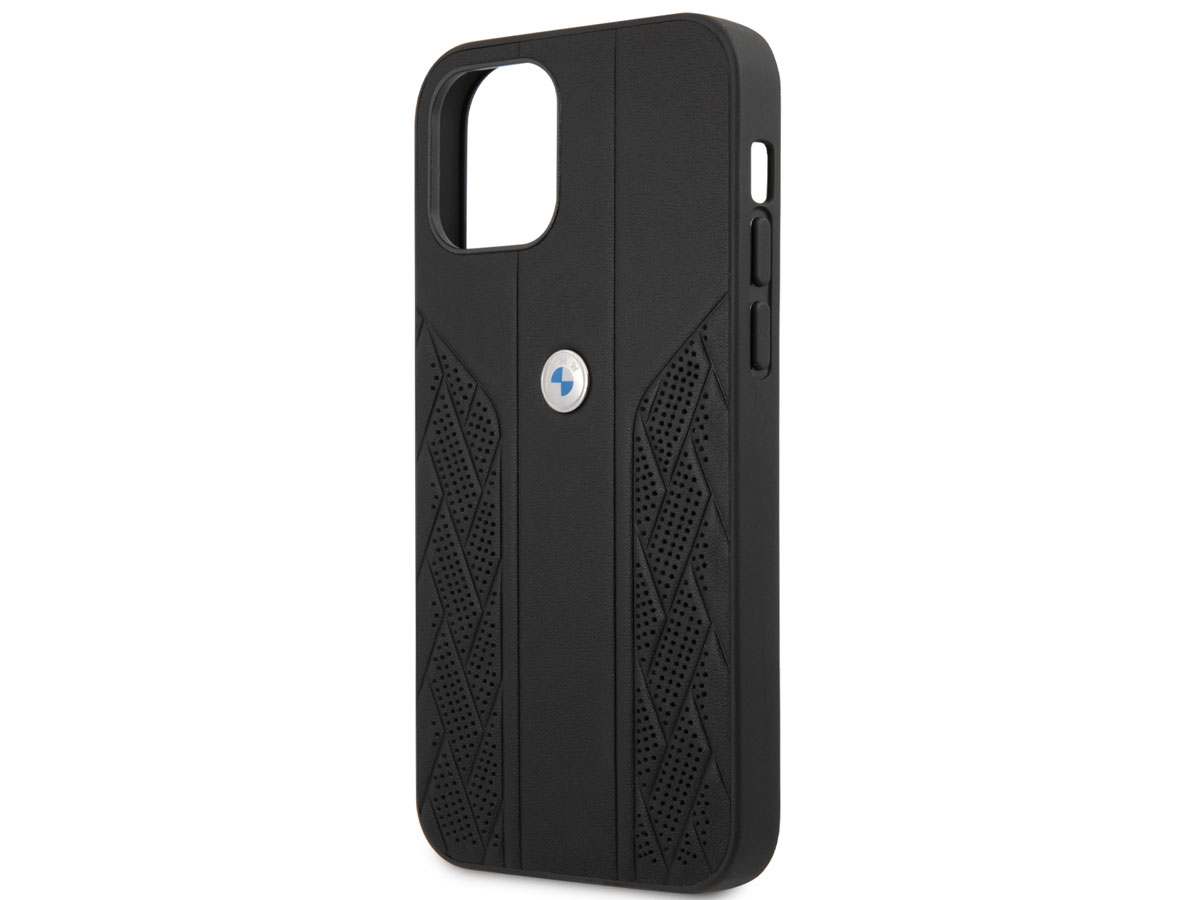 BMW Signature Leather Seat Case Zwart - iPhone 12 Mini hoesje