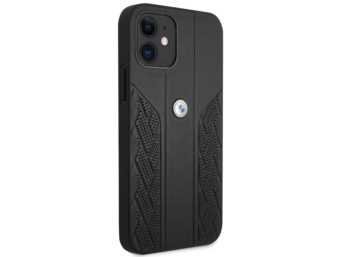 BMW Signature Leather Seat Case Zwart - iPhone 12 Mini hoesje