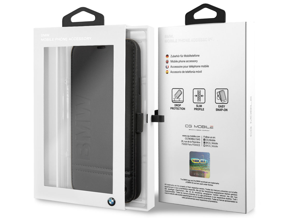 BMW Signature Bookcase Zwart Leer - iPhone 12 Mini hoesje