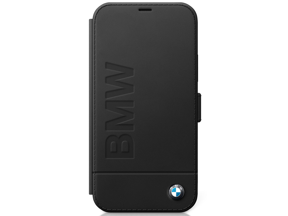 BMW Signature Bookcase Zwart Leer - iPhone 12 Mini hoesje