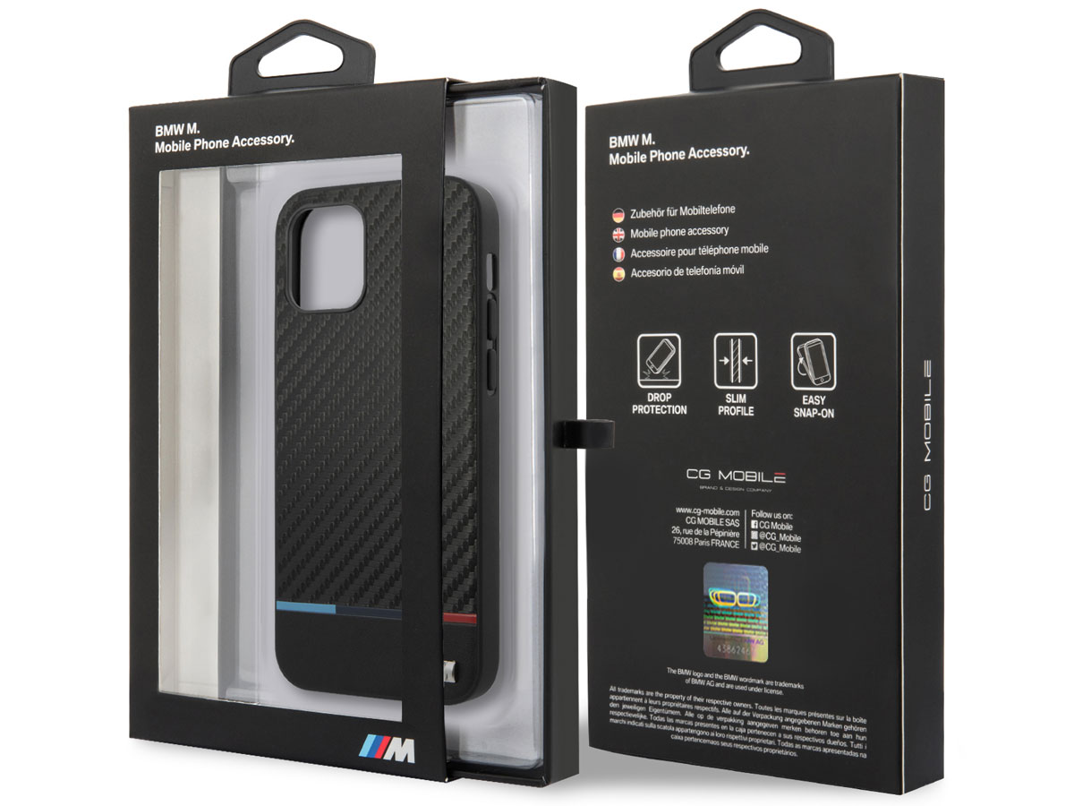 BMW M Sport Tricolor Carbon Case - iPhone 12 Mini hoesje