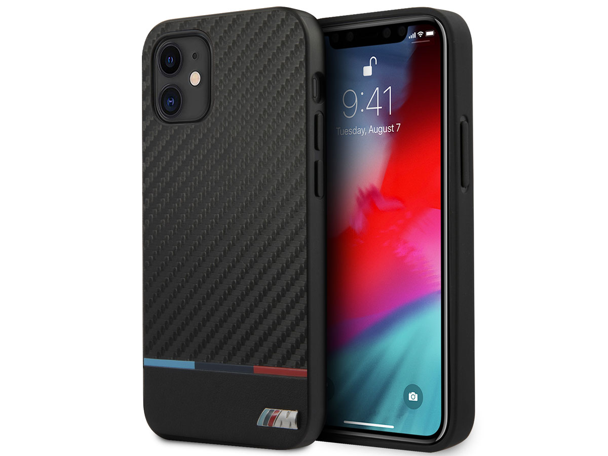 BMW M Sport Tricolor Carbon Case - iPhone 12 Mini hoesje