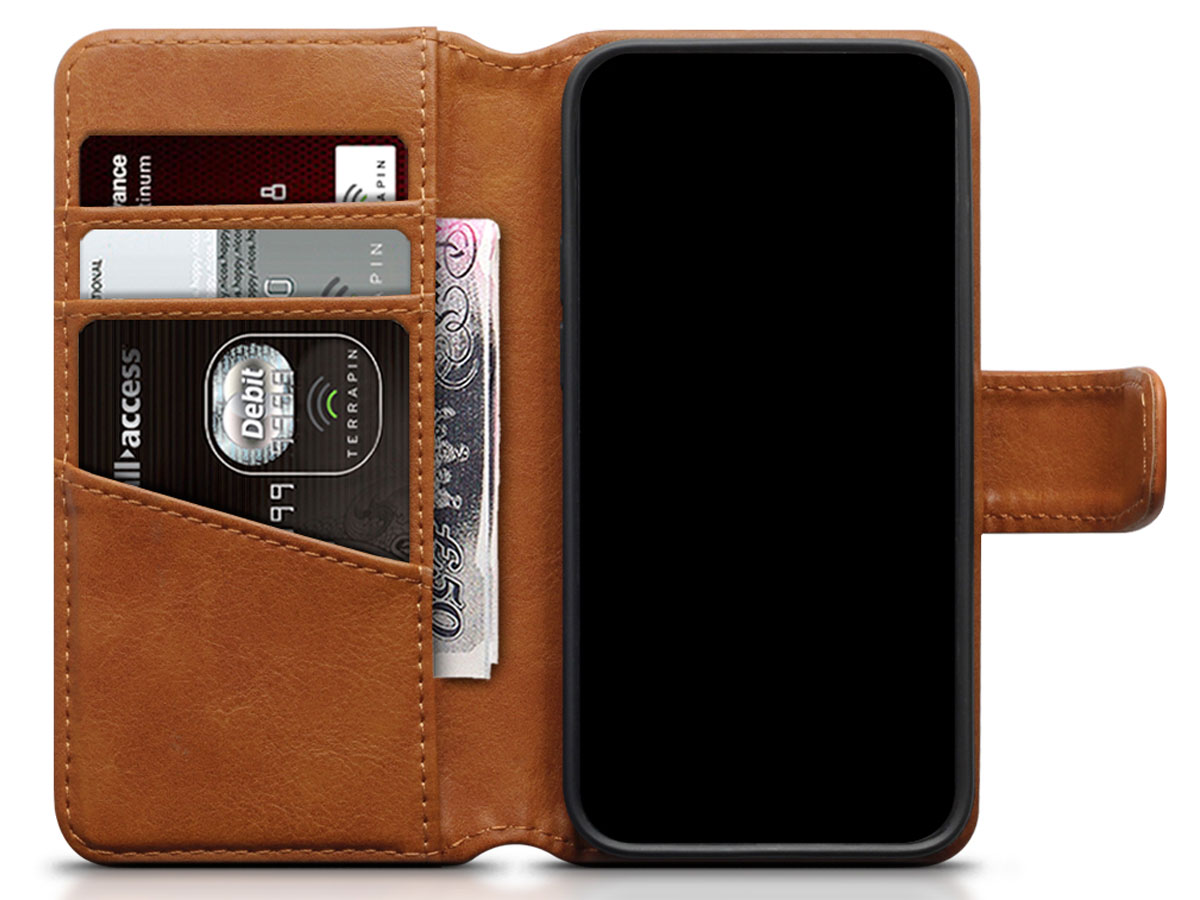 CaseBoutique Leather Wallet Cognac Leer - iPhone 12 Mini hoesje