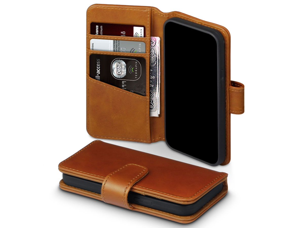CaseBoutique Leather Wallet Cognac Leer - iPhone 12 Mini hoesje
