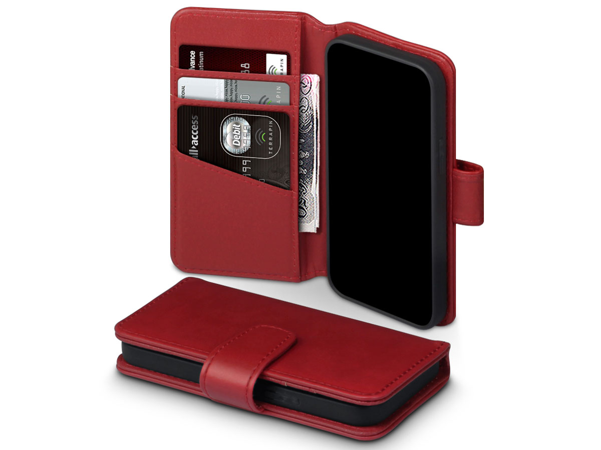 CaseBoutique Leather Wallet Rood Leer - iPhone 12 Mini hoesje