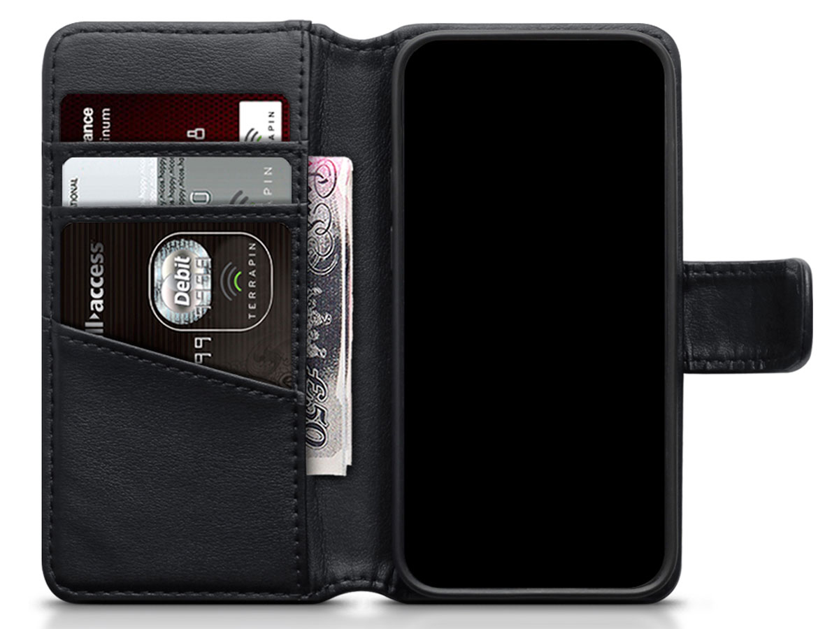 CaseBoutique Leather Wallet Zwart Leer - iPhone 12 Mini hoesje