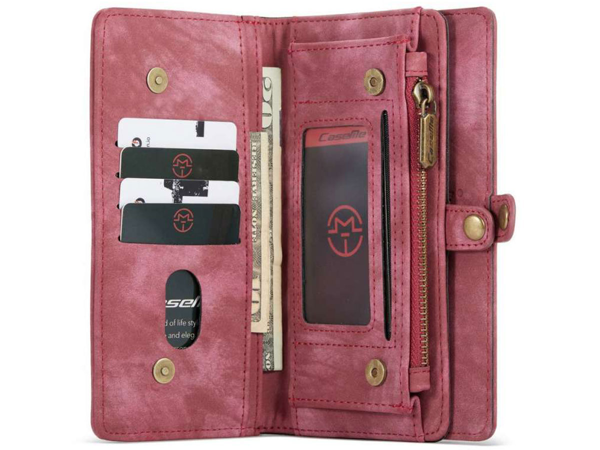 CaseMe 2in1 Wallet Case met Ritsvak Rood - iPhone 12 Mini Hoesje