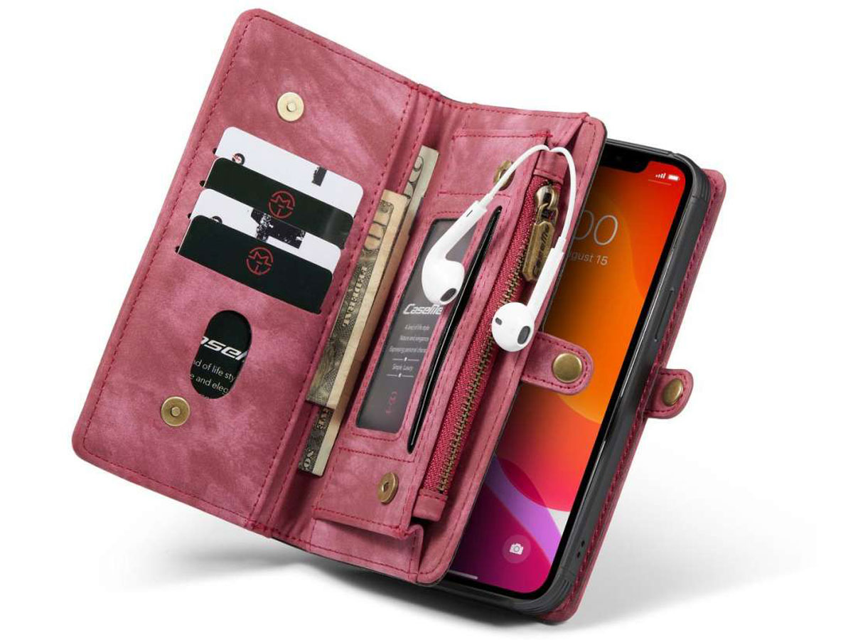 CaseMe 2in1 Wallet Case met Ritsvak Rood - iPhone 12 Mini Hoesje