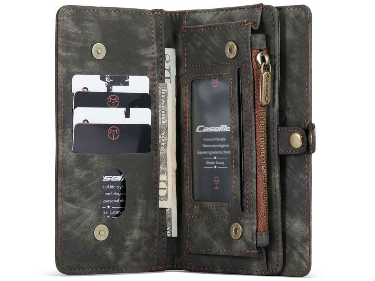 CaseMe 2in1 Wallet Case met Ritsvak Zwart - iPhone 12 Mini Hoesje