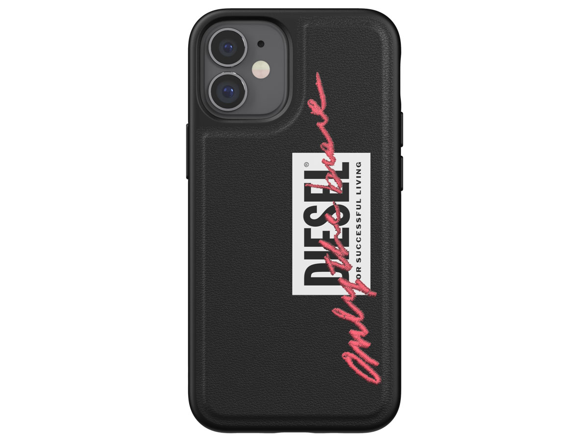 Diesel Embroided Case Zwart/Coral - iPhone 12 Mini hoesje