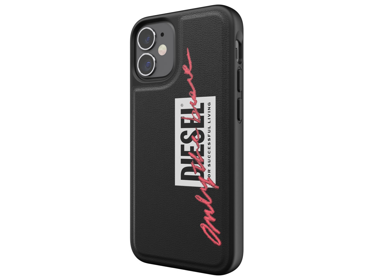 Diesel Embroided Case Zwart/Coral - iPhone 12 Mini hoesje