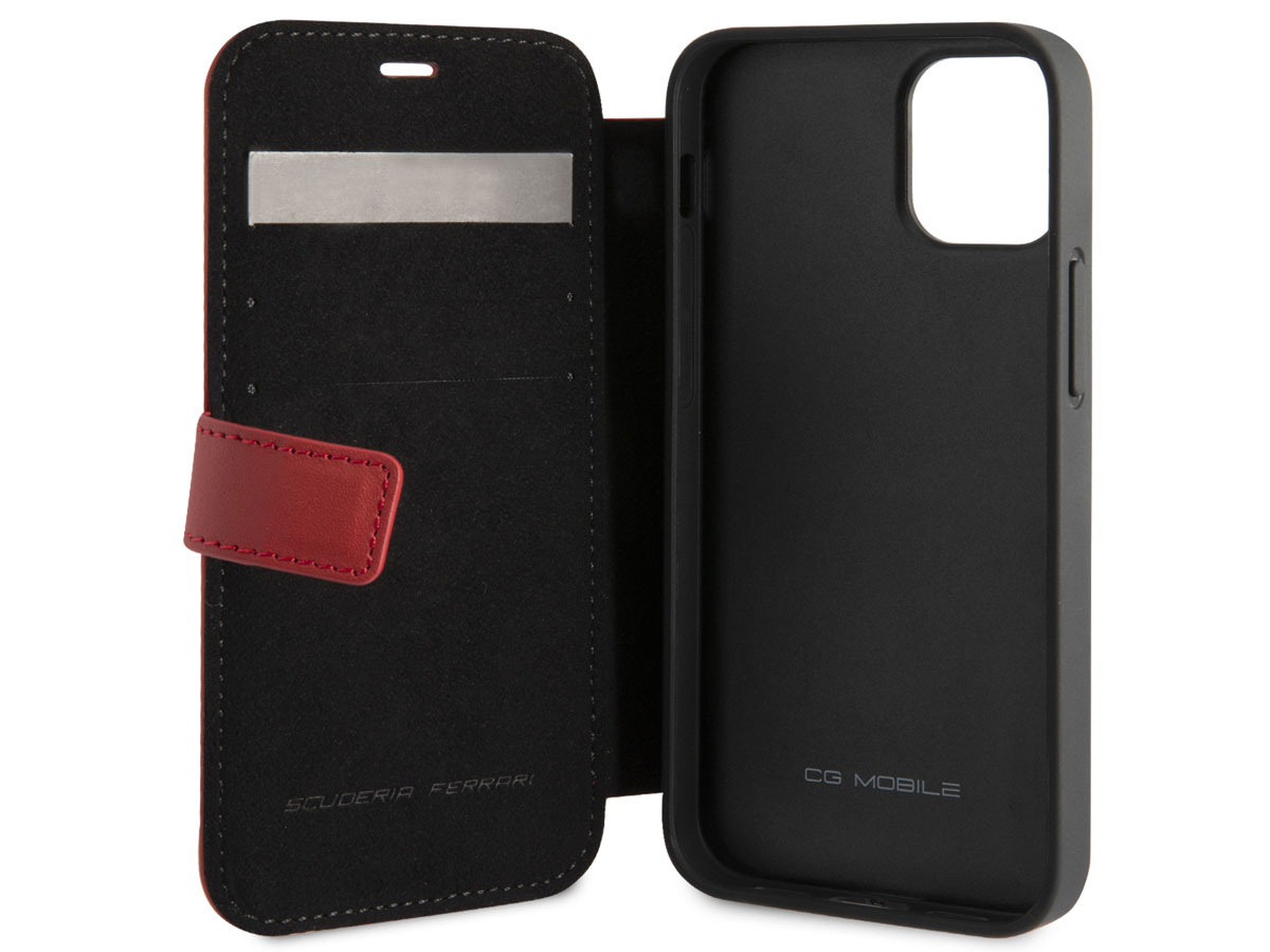 Ferrari Off Track Perforated Leather Bookcase Rood - iPhone 12 Mini Hoesje